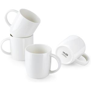 GBHOME 12 OZ Off White Coffee Mugs Set of 4, Porcelain Coffee Cups with Large Handle for Man, Woman, Light Weight Mugs for Latte/Cappuccino/Cocoa/Milk, Dishwasher & Microwave Safe