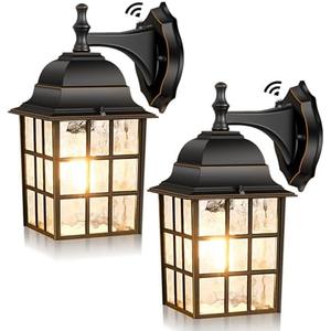 Dusk to Dawn Outdoor Wall Light Fixture, Waterproof Exterior Wall Lantern Porch Light with Photocell Sensor, Modern Bronze Outside Wall Sconce with E26 Socket for House Garage, 2-Pack