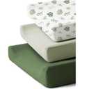 Coreeky 3 Pack Muslin Changing Pad Covers for Girl, Boy, 100% Soft Cotton Changing Table Cover, Breathable Baby Nursery Diaper Chang Pad Sheets (Leaf)