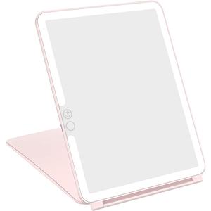 WEILY Makeup Mirror with Lights, 2000 mAh USB Rechargeable Lighted Makeup Mirror, Touch Screen 3 Colors Adjustable 72 LED Lights Compact Travel Mirror, Gift for Girls Women (Pink)