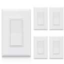 ELEGRP 3 Way Decorator Light Switch, 15Amp, 120-277 Volt, AC Rocker Paddle Wall Switch Replacement, Self-Grounding, Residential Grade, Screwless Wall Plate, UL Listed (5 Pack, Glossy White)