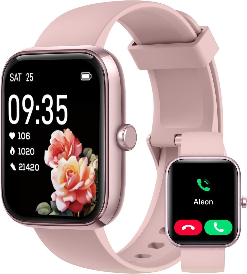 Smart Watch for Men Women with Bluetooth Call,Alexa Built-in Smartwatch,1.83"DIY Dial Fitness Watch with Sleep Heart Rate SpO2 Monitor,100+ Sport Mode,IP68 Waterproof Watch Compatible with Android iOS (Pink)