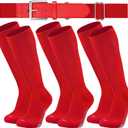 Youth Elite Baseball/Softball Socks & Belt Combo (3 Pairs of Socks with 1 Belt) (Red, S) 2 Pack