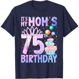 It's My Mom's 75th Birthday Colorful Happy 75 Years Old T-Shirt, 2XL for females