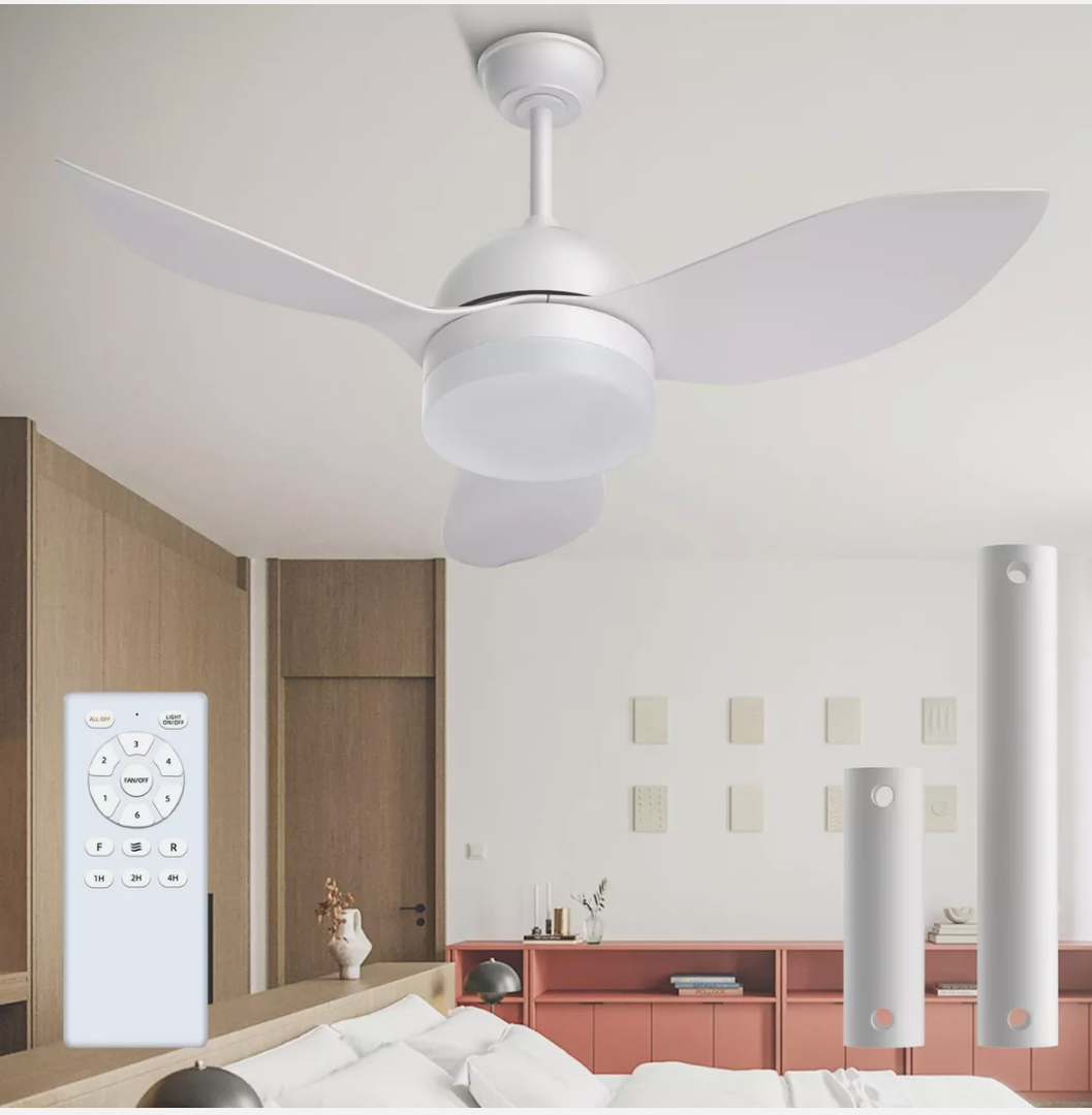 Ceiling Fans with Lights and Remote, LED Outdoor/Indoor Ceiling Fans White 38"
