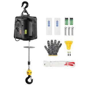 VEVOR 2-in-1 Electric Hoist Winch, 1100 lbs Capacity, 1500W Portable Power Winch Crane, 22.9 ft Lifting Height, 13 ft/min with Wireless Remote Control, for Garage, Warehouse, Factory Lifting Towing (Black)