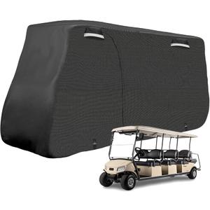 SAPUBK Golf Cart Cover Golf Cart Accessories with Side Door Ziper Compatible with Club Car/EZ-GO/Yamaha for Rain UV Dust Protection All Weather (6+2)
