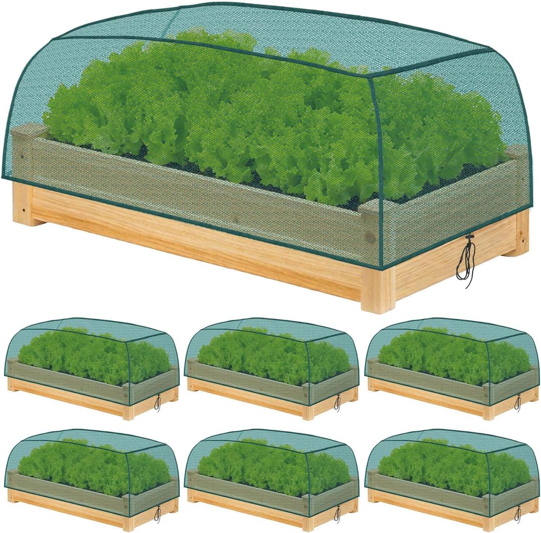 Qualirey 6 Pack Garden Netting for Raised Beds, 59" x 28" x 18" Mesh Plant Covers with Drawstring for Garden Protection, Bird Netting Barrier Screen for Protecting Vegetables Fruits Flowers Crops