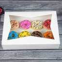 ONE MORE [15-Pack] 14 x10 x 3inch White Lock Corner Window Bakery Cookie Boxes, Large Paperboard Container with PVC Windows for Pie