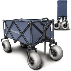 Beach Wagon with Big Wheels for Sand - All Terrain Steel Frame Utility Cart with 9" Pneumatic Tires, Collapsible Folding Design (Sand Warrior RX800)