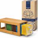 Bamboo and Acrylic Drawer Tea Bag Holder- Durable & Elegant Tea Bag Storage Holder for Kitchen Countertop, Space-Saving Tea Drawer Organizer