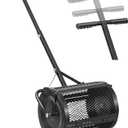 VEVOR Compost Spreader, 16.5" Wide Peat Moss Spreader with T Shaped Handle, 3 Heights Adjustable, Powder-Coated Steel Garden Peat Moss Roller, Heavy Duty Grass Seed Roller for Planting Seeding, Black