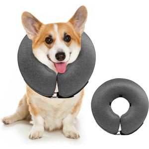 MIDOG Dog Cone Collar, Inflatable Dog Neck Donut Collar Alternative After Surgery, Soft Protective Recovery Cone for Small Medium Large Dogs and Cats Puppies - Alternative E Collar (Gray, S)