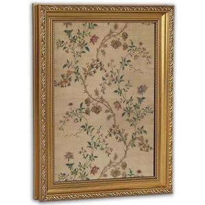 Vintage Gold Framed Vintage Floral Wall Art, Chinoiserie Botanical Framed Canvas Print, French Country Farmhouse Decor for Living Room Bedroom 16×24inch