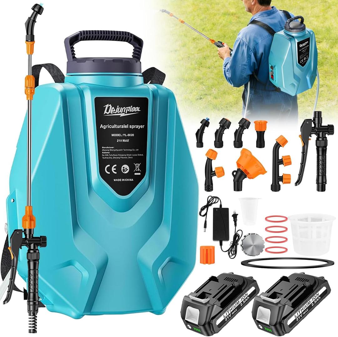 Backpack Sprayer with 2 X 2.5Ah Battery, 5H Continuous Spraying - Weed Sprayer for Lawn Garden 3.2 Gallon, with 7 Nozzles & Telescopic Wand, Battery Powered, Compatible with Makita 18V Battery