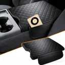 Center Console Cover Fit for Ford F150 2025-2015, 2017-2025 F250 F350 F450 with 40/20/40 Jump Seat Thickened Leather Armrest Cover Cushion Center Lid Protector with Pockets (Jump Seat Only)