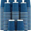 Lamosi Coffee Cups 12 oz - 120 Pack, 12 oz Disposable Paper Coffee Cups Insulated, Corrugated Kraft Ripple Wall Cup for Hot Beverage or Cold Drinks (Navy)
