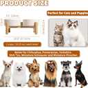 Elevated Ceramic Dog Bowl Set - Raised Feeding Bowls with Non-Slip Bamboo Stand - Small Pet Dishes for Food and Water - Ideal for Cats and Puppies - 16.23 OZ - 2 Cups - 480 ML