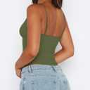 REORIA Butsmooth Womens Sexy V-Neck Sleeveless Double Lined Going Out Y2K Trendy Cami Shirt Cropped Tank Tops (Green)
