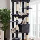 Heybly Cat Tree for Large Cats 20lbs Heavy Duty, 60 inches XXL Cat Tower for Indoor Cats, Multi-Level Furniture Condo with Big Padded Plush Perch, Cozy Basket, Smoky Gray HCT050G