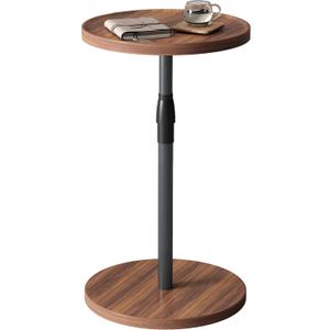 Adjustable End Table, Small Round Side Table, Drink Table for Small Spaces, Pedestal Nightstand for Living Room, Bedroom, Sofa Couch, Brown ET-010BR