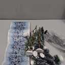 22 Pcs Christmas Village Sets Accessories Miniature Pine Trees Christmas Village Frosted Christmas Tree Figurine Streetlight Lamps Village Street Mat Park Bench Seat for Xmas Winter Decor