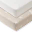 Burt's Bees Baby Essential Organic Cotton Fitted Crib Sheet, Breathable for Boy Girl Standard Crib & Toddler Mattresses (2-Pack, Good Night Sky Stone 2-pk)