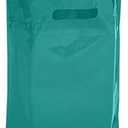 Brilliant Bag Co Extra Thick 1.5mil - 50 Glossy Merch Bags, Retail bags, 9" X 12" with Die Cut Reinforced 3" Fold Over Handle, No Gusset (Turquoise)