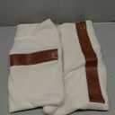 cygnus Teddy Boucle Decorative Throw Pillow Covers 18x18 Inch Faux Leather Striped Contrast Accent Fluffy Faux Fur Sherpa Pillowcase Neutral Boho Farmhouse Decor for Couch Bed Living Room,Cream 2PCS