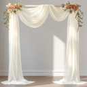 30" x 20Ft Wedding Arch Draping Fabric, 1 Panel Ivory Sheer Curtain Drapes Extra Wide & Long Backdrop Curtains for Wedding Arch Ceremony Birthday Party Decorations