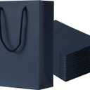 Sdootjewelry Navy Gift Bags, Kraft Paper Gift Bags with Handles, 50 Pack Heavy Duty Matte Tote Paper Bags, 7.5 x 3.1 x 10.2" Shopping Bags, Kraft Bags, Party Bags, Retail Bags