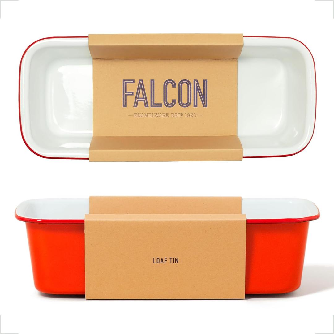 Falcon Enamelware Loaf Tin, Heavy-Gauge Steel, Enamel Tin 12"x 5", Oven Safe to 530F, Dishwasher Safe & Freezer Safe (Pillarbox Red)