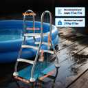 Above Ground Pool Ladder,34 ''Heavy Duty Luxury Pool Ladder with Platform,2-Steps Swimming Frame Pool Ladder,304 Stainless Steel,550lbs Load Capacity,Anti-Slip Feet &Wider Steps