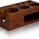 KHAVA Espresso Tamping Station | Wooden Coffee Tamper Station 51-54 mm | Espresso Organizer & Portafilter Holder | Coffee Station Organizer for Countertop | Espresso Accessories for Coffee Bar, Brown