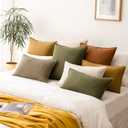 Foindtower Pack of 2, Decorative Linen Soild Throw Pillow Covers Soft Accent Cushion Case Boho Farmhouse Neutral Pillowcase for Chair Couch Sofa Bedroom Living Room Home Decor 24 x 24 Inch Cream White