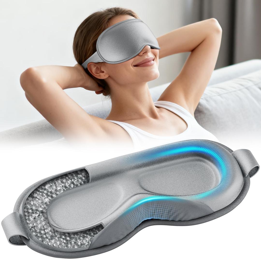 Weighted Eye Mask for Sleeping - Sleep Mask for Women & Men, Blackout 3D Contoured Sleeping Mask for Side Sleeper, Zero Pressure Soft Night Eye Cover with Adjustable Strap for Travel, Gray (1 Count (Pack of 1))
