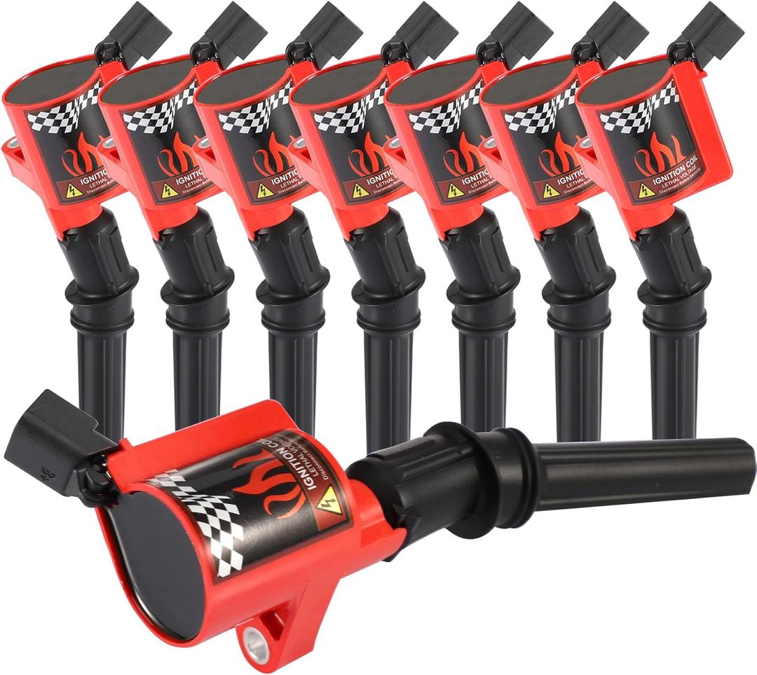 DG508 Ignition Coil Pack High Engine 8 PCS Ignition Coil Curved Boot for Ford E150 E250 E550 F150 F250 F550 4.6L 5.4L 6.8L V8 V10 Lincoln Mercury Compatible Part#DG508 DG457 DG472 DG491 F523