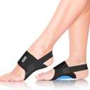 Arch Support Brace for Plantar Fasciitis Relief: Upgraded Non-Slip Wearable Arch Support w/Built-in Orthotics - Adjustable Bands w/Gel Pads for Flat Feet High & Fallen Arch Unisex (Black), Pack of 1 