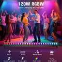 LED Stage Wash Light Bar: Dual-Row Pixel LED Strip Flanked with RGBW Beam - 120W 24LED 4IN1 RGBW Color Changing - DMX Control by DJ Party Planner Uplight for Events Wedding Music Show Band Performance
