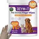 DEVO-T 100% Natural Dog Teeth Cleaning Wipes Mint Scented | 100 Count | Pet Teeth Cleaning Finger Wipes for Dogs, Cats & Horses | Remove Bad Breath, Plaque & Tartar Buildup | Dog Dental Wipes Finger