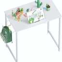 Pamray 23 Inch Computer Desk for Small Spaces, Home Office Work Desk with Headphone Hook, Small Office Desk Study Writing Table (White)