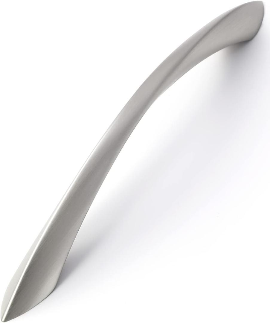 2 Pack Brushed Nickel Cabinet Pulls 6.3 Inch Arch Twisted Silver Handles Drawer Kitchen Cupboard Bathroom Dresser Cabinet Hardware Zinc Alloy