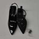 Elisabet Tang Women's Kitten Heel Slingback Low Pumps 3 Inches Stiletto Pointed Closed Toe Elegant Dressy Bridal Wedding Party Shoes (10, Black)