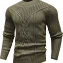 SAVKOOV Men's Pullover Long Sleeve Crewneck Knitted Sweater (M)
