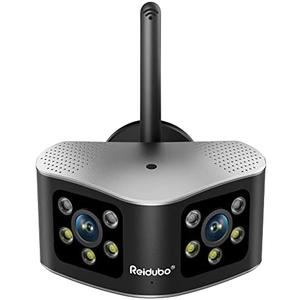 Reidubo 4K WiFi Security Cameras Outdoor with 165° Ultra-Wide Angle, Ultra-HD Dual Lens Cameras for Home Security, Two-Way Talk, Color Night Vision, IP66 Waterproof, Sound & Light Alarm