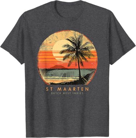 St. Maarten Caribbean Islands Palm Tree Vintage Beach T-Shirt XS 