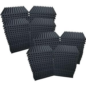 96 Pack Acoustic Foam Panel Wedge Studio Soundproofing Wall Tiles Black 12" X 12" X 1"
