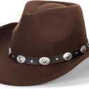 Kids Wide Brim Western Cowboy Cowgirl Hat - Boys Girls Felt Fedora Hats for 2-6 Years