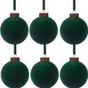 6 Pcs Velvet Christmas Balls Bulk Shatterproof Plastic Christmas Tree Decorations for Decorative Hanging Baubles (6, Blackish Green, 3.94Inch)