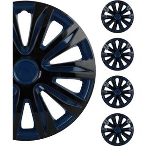 SCITOO Hub Cap OEM Steel Wheel Snap On Universal Hubcap Auto Tire Replacement Exterior Hubcaps Wheel Cover Rim 15 Inch Set of 4 PP Black Lacquer & Blue Lacquer